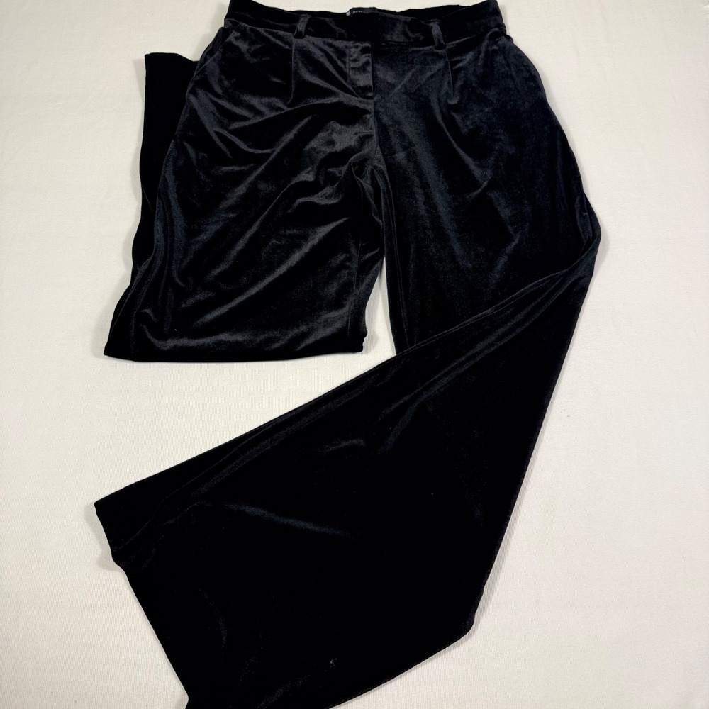 Jules & Leopold Velvet Wide Leg Pants S Black Stretch Pockets